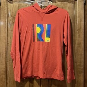 Polo Ralph Lauren long Sleeve hoodie Rainbow‎ Logo Youth Large Red Boys